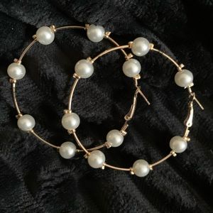 Gold hoops with pearls